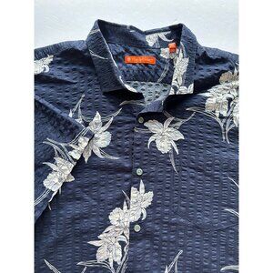 Tori Richard Men's 2XL Navy Floral Hawaiian Shirt Short Sleeve Button-Up